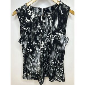 Karl Lagerfeld Women's  SSleeveless Blouse‎ Black White Color